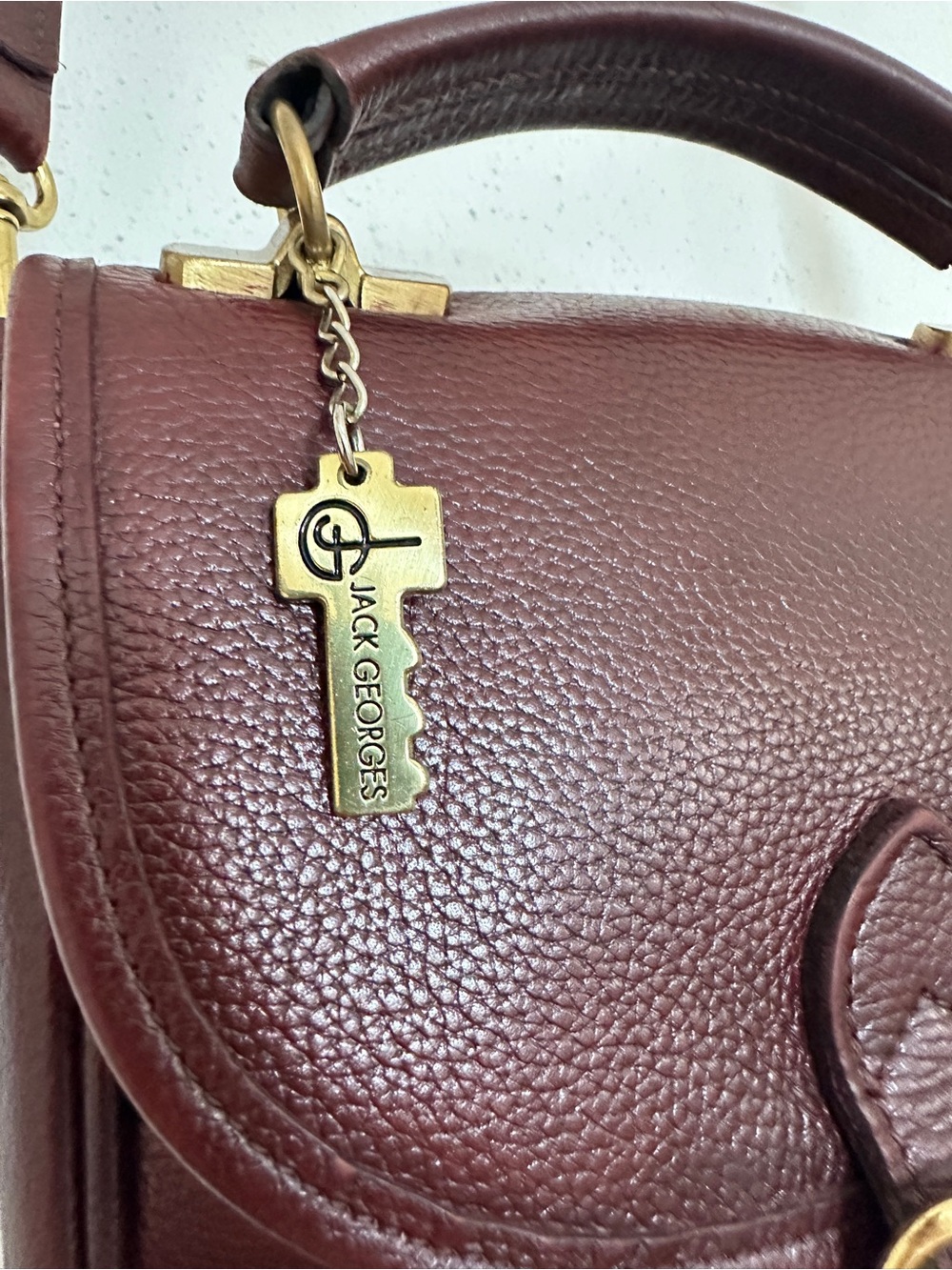 Vintage Jack Georges Brown/Burgundy Pebbled Leather Crossbody Satchel Bag - Picture 2 of 4